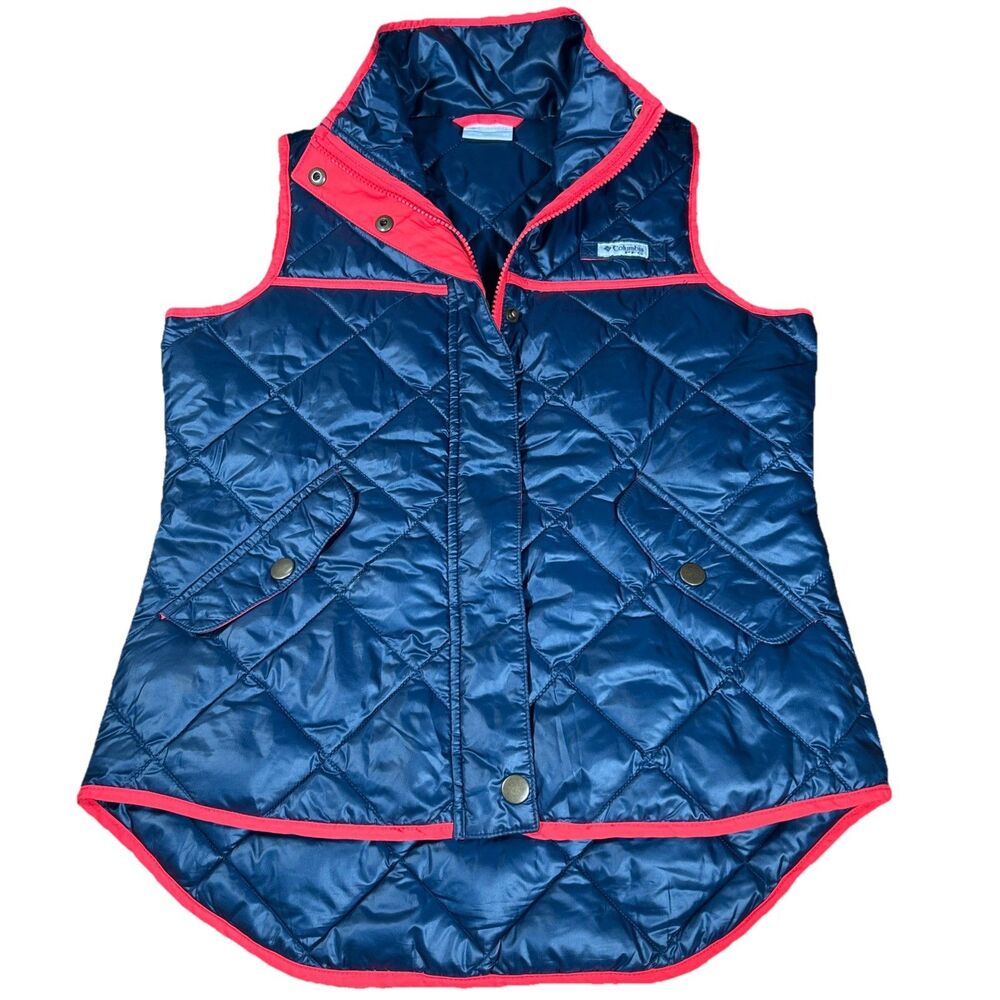 Columbia PFG Women’s XS Full Zip Blue  Quilted Puffer‎ Vest Fishing Hiking EUC